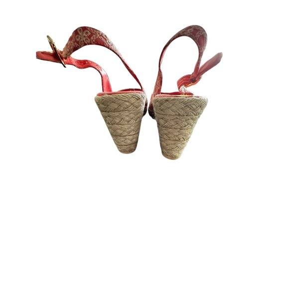 New Liz Claiborne Womens Red Open-Toe Espadrille Wedge Sandals 9M Fabric Upper & - Picture 7 of 7